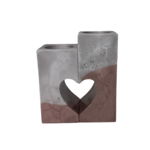 Support en résine époxy en forme de rectangle se rejoignant en formant un cœur, avec 2 chauffes plats parfumé sur le dessus