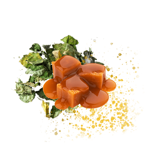 Description visuelle de la senteur Petit Ange : Caramel, Praline et patchouli.