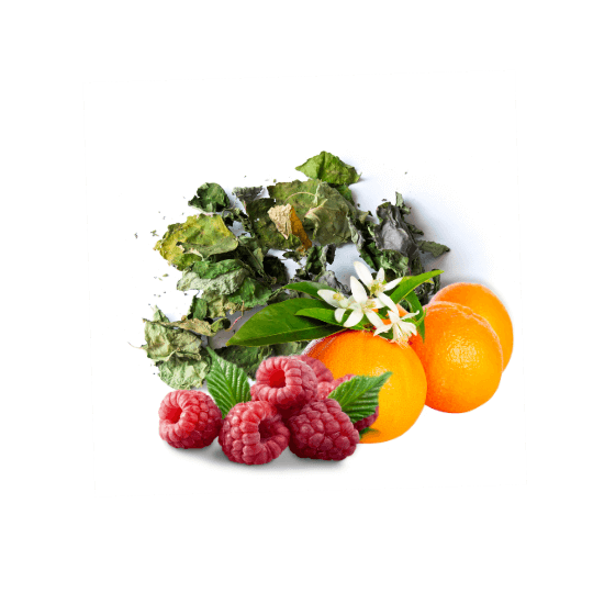 Description visuelle de la senteur Rich Women : Fleur d'oranger, Framboises et du patchouli.